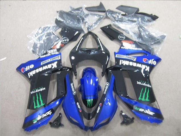 Abs Plásticos ZX6R 2007-2008 - Preto Azul Verde Monster Abs Plásticos ZX6R 2007-2008 - Preto Azul Verde Monster