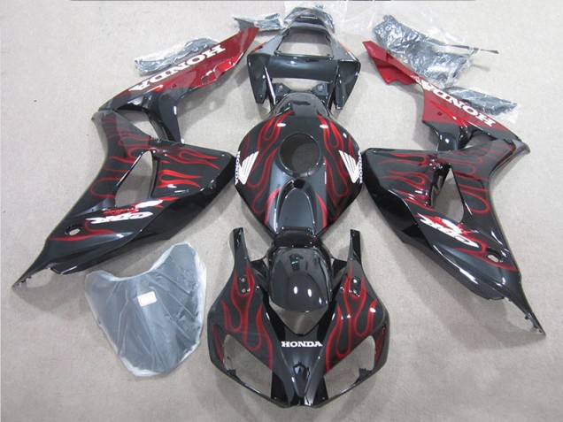 Carenagem CBR 1000RR 2006-2007 - Preto Vermelho Chama Carenagem CBR 1000RR 2006-2007 - Preto Vermelho Chama