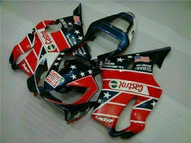 Carenagem CBR 600 F4i 2001-2003 - Vermelho Branco Azul Castrol Cycle World Carenagem CBR 600 F4i 2001-2003 - Vermelho Branco Azul Castrol Cycle World