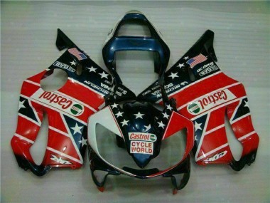 Carenagem CBR 600 F4i 2001-2003 - Vermelho Branco Azul Castrol Cycle World