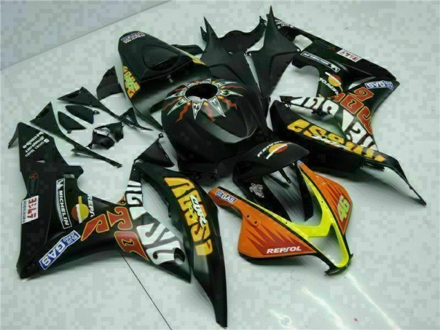 Carenagem CBR 600RR 2007-2008 - Preto Amarelo Repsol 46 Carenagem CBR 600RR 2007-2008 - Preto Amarelo Repsol 46