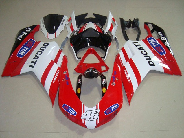 Carenagem Ducati 1098 2007-2014 - Vermelho Branco Tim 46 Carenagem Ducati 1098 2007-2014 - Vermelho Branco Tim 46