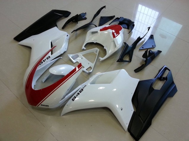 Carenagem Ducati 848 1098 1198 2007-2014 - Preto Fosco Branco & Vermelho Listra Carenagem Ducati 848 1098 1198 2007-2014 - Preto Fosco Branco & Vermelho Listra