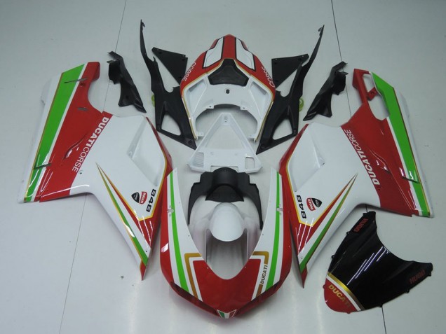 Carenagem Ducati 848 1098 1198 2007-2014 - Vermelho Branco & Verde