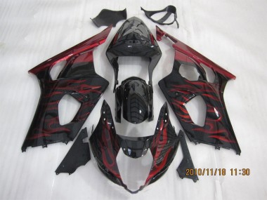 Carenagem GSXR 1000 K3 2003-2004 - Preto Vermelho Chama