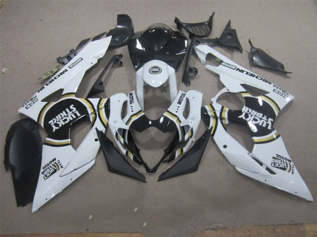 Carenagem GSXR 1000 K5 2005-2006 - Branco Lucky Strike Preto Motul Carenagem GSXR 1000 K5 2005-2006 - Branco Lucky Strike Preto Motul