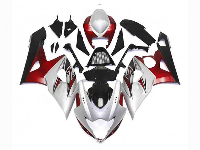 Carenagem GSXR 1000 K5 2005-2006 - Prata Vermelho Preto Carenagem GSXR 1000 K5 2005-2006 - Prata Vermelho Preto