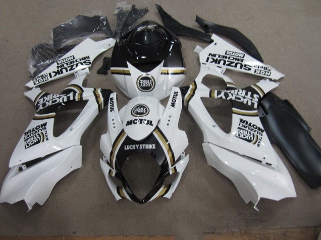 Carenagem GSXR 1000 K7 2007-2008 - Branco Lucky Strike Preto Motul
