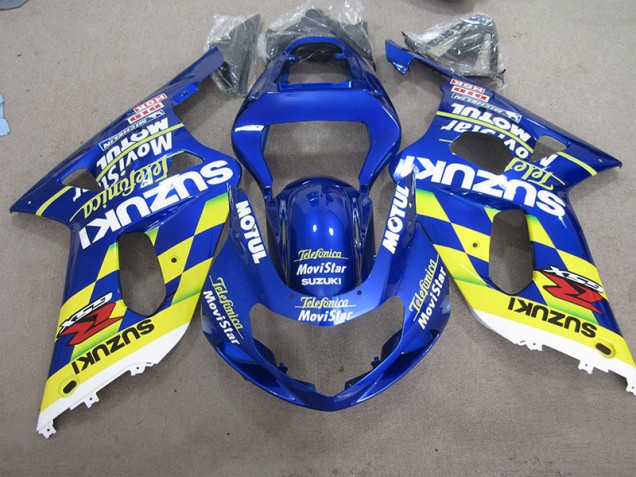 Carenagem GSXR 600 K1 K2 K3 2001-2003 - Azul Amarelo Telefumia Movistar Carenagem GSXR 600 K1 K2 K3 2001-2003 - Azul Amarelo Telefumia Movistar