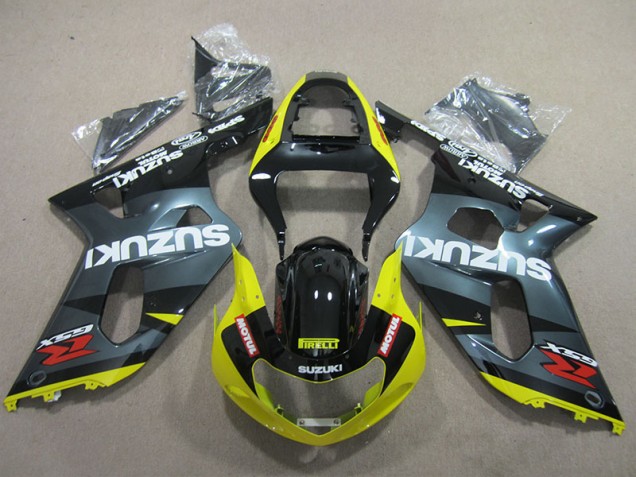 Carenagem GSXR 600 K1 K2 K3 2001-2003 - Preto Amarelo Motul Carenagem GSXR 600 K1 K2 K3 2001-2003 - Preto Amarelo Motul