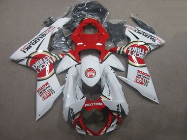 Carenagem GSXR 600 K11 2011-2021 - Branco Lucky Strike Vermelho Motul