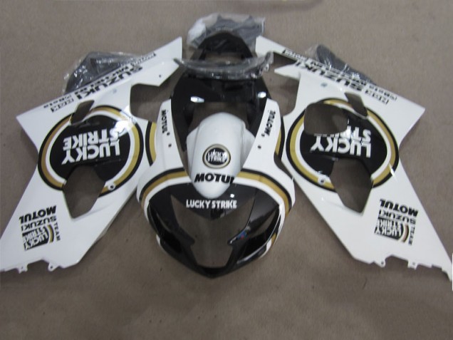 Carenagem GSXR 600 K4 2004-2005 - Preto Branco Lucky Strike Motul Carenagem GSXR 600 K4 2004-2005 - Preto Branco Lucky Strike Motul