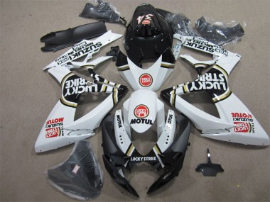 Carenagem GSXR 600 K6 2006-2007 - Preto Branco Lucky Strike Motul