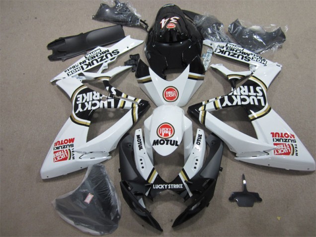 Carenagem GSXR 600 K6 2006-2007 - Preto Branco Lucky Strike Motul
