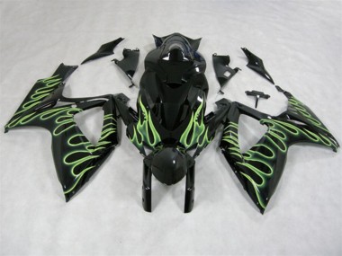 Carenagem GSXR 600 K6 2006-2007 - Preto Verde Chama