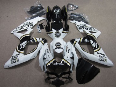Carenagem GSXR 600 K8 2008-2010 - Branco Lucky Strike Preto Motul