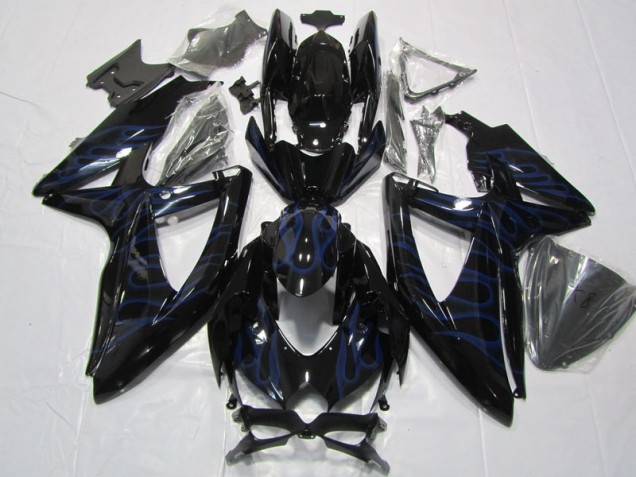 Carenagem GSXR 600 K8 2008-2010 - Preto Azul Chama