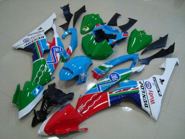 Carenagem R6 2008-2016 - Azul Branco Fiat Verde Vermelho Wudy Motul Dunlop Carenagem R6 2008-2016 - Azul Branco Fiat Verde Vermelho Wudy Motul Dunlop