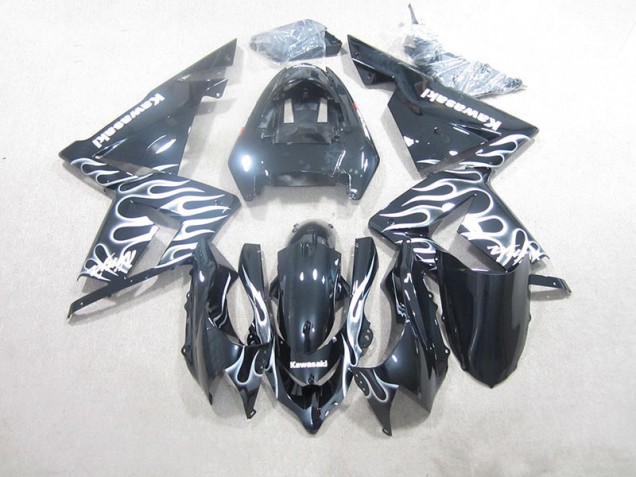 Carenagem ZX10R 2003-2005 - Preto Branco Chama Carenagem ZX10R 2003-2005 - Preto Branco Chama