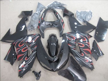 Carenagem ZX10R 2006-2007 - Preto Vermelho Branco Chama Ninja