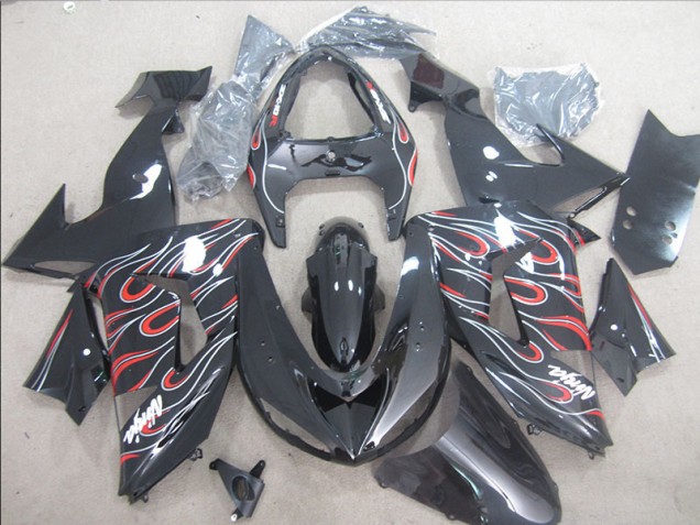 Carenagem ZX10R 2006-2007 - Preto Vermelho Branco Chama Ninja