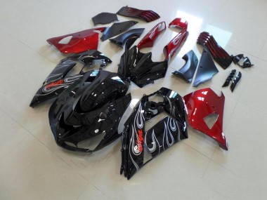 Carenagem ZX14R ZZR 1400 2006-2011 - Preto Nd Vermelho Prata Chama