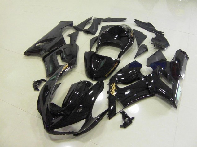 Carenagem ZX6R 2005-2006 - Preto Brilhante Ouro Decalques Carenagem ZX6R 2005-2006 - Preto Brilhante Ouro Decalques