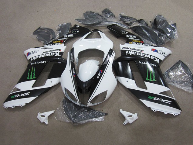 Carenagem ZX6R 2007-2008 - Preto Branco Monster Carenagem ZX6R 2007-2008 - Preto Branco Monster
