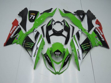 Carenagem ZX6R 2013-2018 - Preto Verde Branco Monster