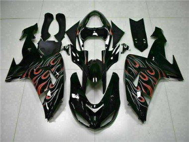 Kit Carenagem ZX10R 2006-2007 - Preto Vermelho Chama