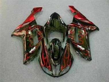 Kit Carenagem ZX6R 2007-2008 - Preto Vermelho Chama