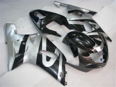 Kit Completo Carenagem GSXR 600 / 750 K1 K2 K3 2001-2003 - Prata Preto