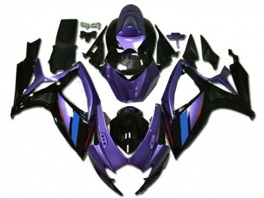 Lojas Carenagens Moto Suzuki GSXR 600/750 2006-2007 - Roxo Azul Preto Brilhante Listra