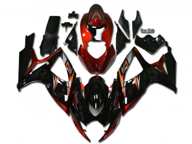 Lojas Carenagens Moto Suzuki GSXR 600/750 2006-2007 - Laranja Prata Preto Brilhante Listra
