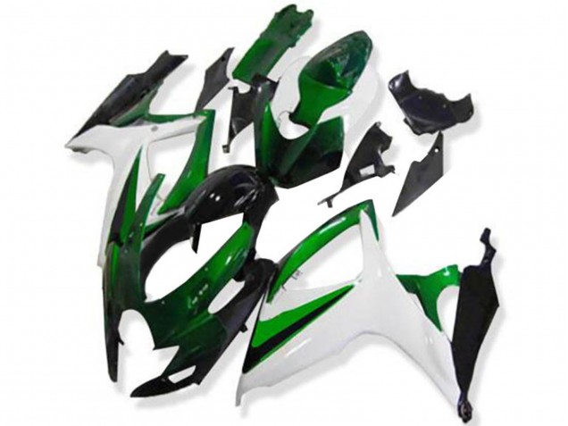 Lojas Carenagens Moto Suzuki GSXR 600/750 2006-2007 - Branco Verde Preto Brilhante
