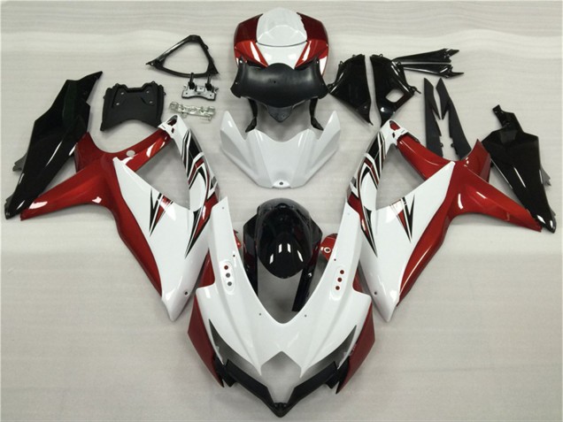 Lojas Carenagens Moto Suzuki GSXR 600/750 2008-2010 - Branco Vermelho Preto Brilhante