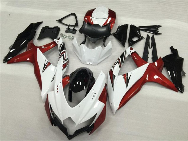 Lojas Carenagens Moto Suzuki GSXR 600/750 2008-2010 - Branco Vermelho Preto Brilhante