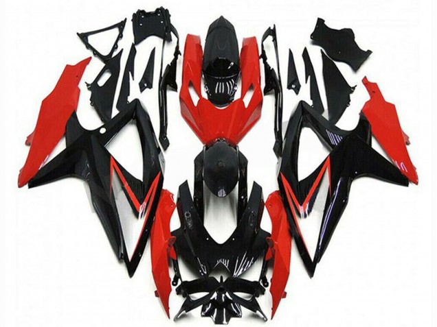 Lojas Carenagens Moto Suzuki GSXR 600/750 2008-2010 - Vermelho Preto Brilhante Listra