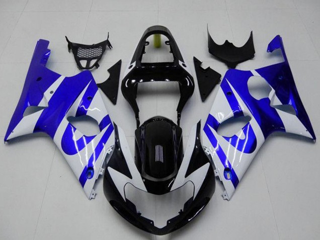 Lojas Carenagem Moto Suzuki GSXR 1000 2000-2002 - Branco Azul Preto Brilhante