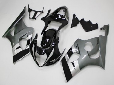 Lojas Carenagens Moto Suzuki GSXR 1000 2003-2004 - Preto Brilhante Prata Cinzento