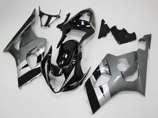 Lojas Carenagens Moto Suzuki GSXR 1000 2003-2004 - Preto Brilhante Prata Cinzento