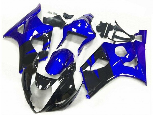 Lojas Carenagens Moto Suzuki GSXR 1000 2003-2004 - Azul Preto Brilhante Listra