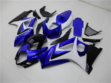 Lojas Carenagens Moto Suzuki GSXR 1000 2007-2008 - Branco Azul Preto No Decal