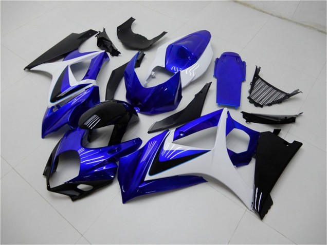 Lojas Carenagens Moto Suzuki GSXR 1000 2007-2008 - Branco Azul Preto No Decal