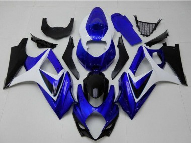 Lojas Carenagens Moto Suzuki GSXR 1000 2007-2008 - Branco Azul Preto No Decal
