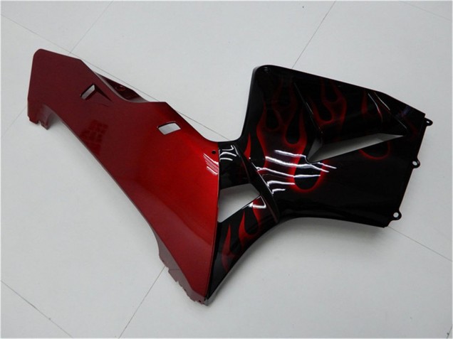 Lojas Kits Carenagem Moto Honda CBR600RR 2005-2006 - Preto Brilhante Vermelho Chama