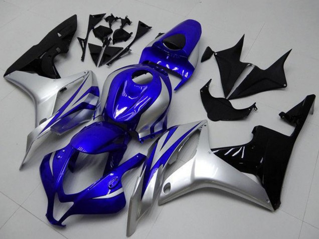 Lojas Carenagens Moto Honda CBR600RR 2007-2008 - Prata Azul Preto Brilhante OEM Estilo