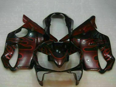 Lojas Carenagens Moto Honda CBR600 F4i 2004-2007 - Preto Brilhante Vermelho Chama