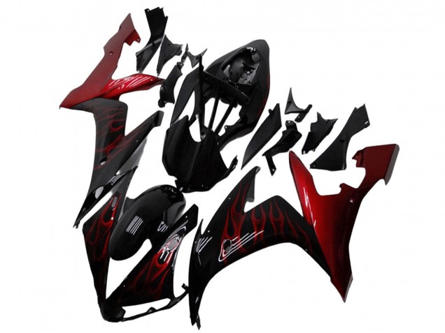 Lojas Carenagens Moto Yamaha YZF R1 2004-2006 - Preto Brilhante Vermelho Chama