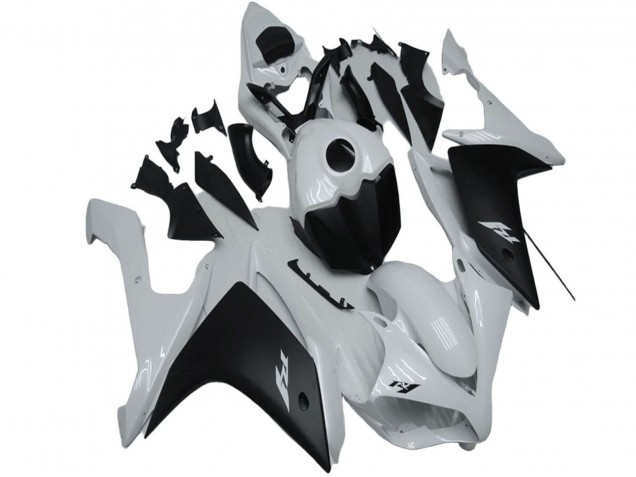 Lojas Carenagem Moto Yamaha YZF R1 2007-2008 - Branco Preto Fosco
